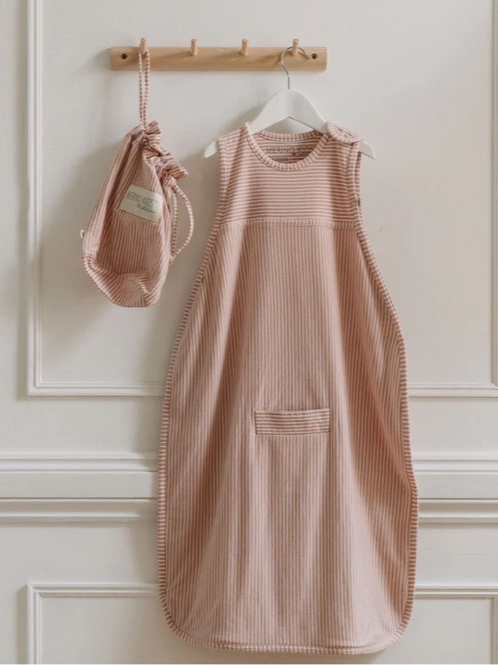 Merino Kids |  Go Go Sleeping Bag - All Seasons - Misty Rose Stripe | 2-4 years